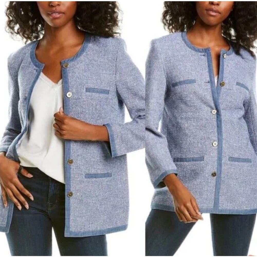 J McLaughlin Blue Textured Adella Jacket